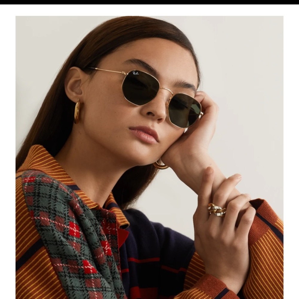 Ray- Ban hexagon frame gold tone sunglasses